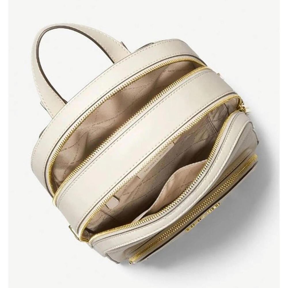 Michael Kors Jaycee Medium Pebbled Leather Backpack Light Cream NWT - Picture 2 of 15